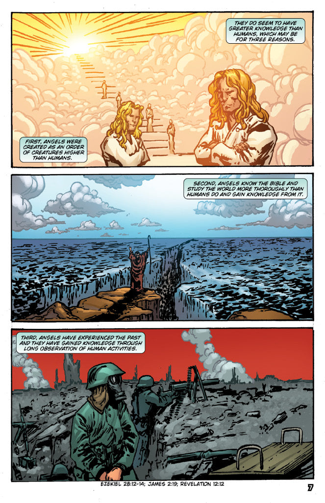 Comic book panels about angels.