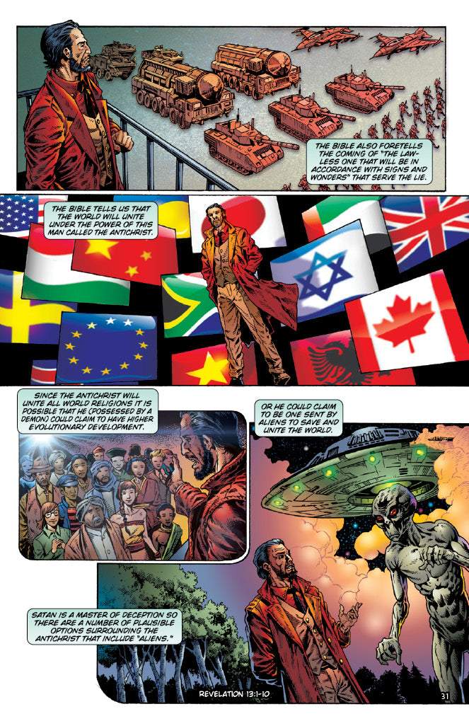Comic book page about the antichrist