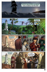 comic panels illustrating God's existence
