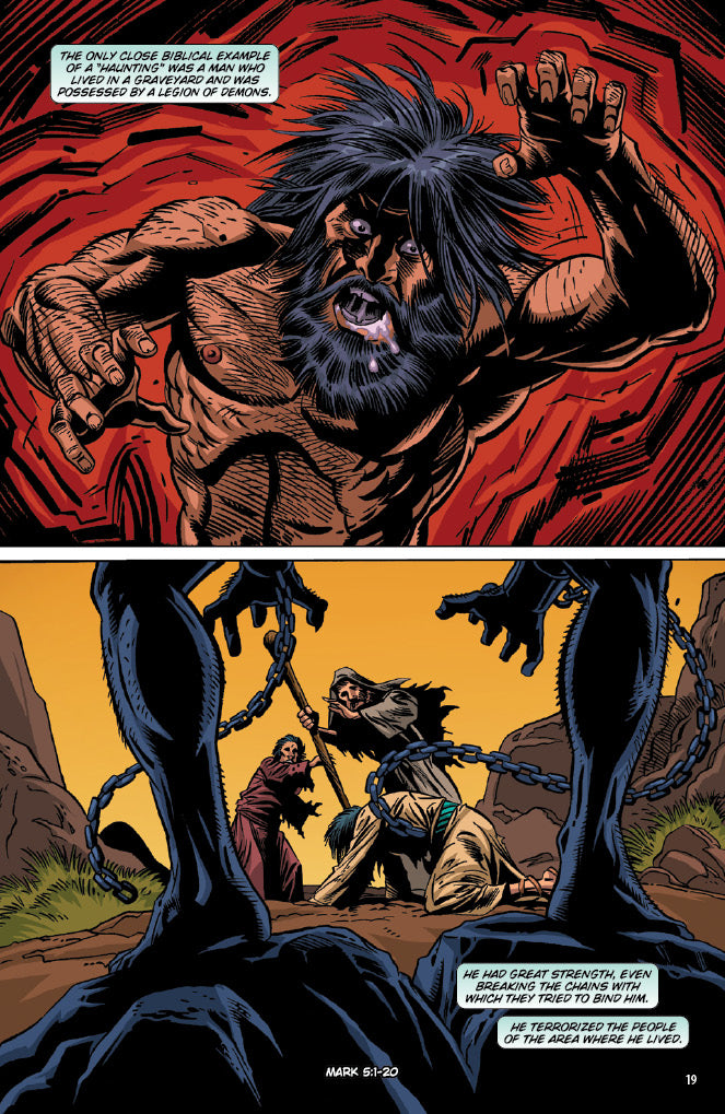 comic book panel of the demon-possessed man