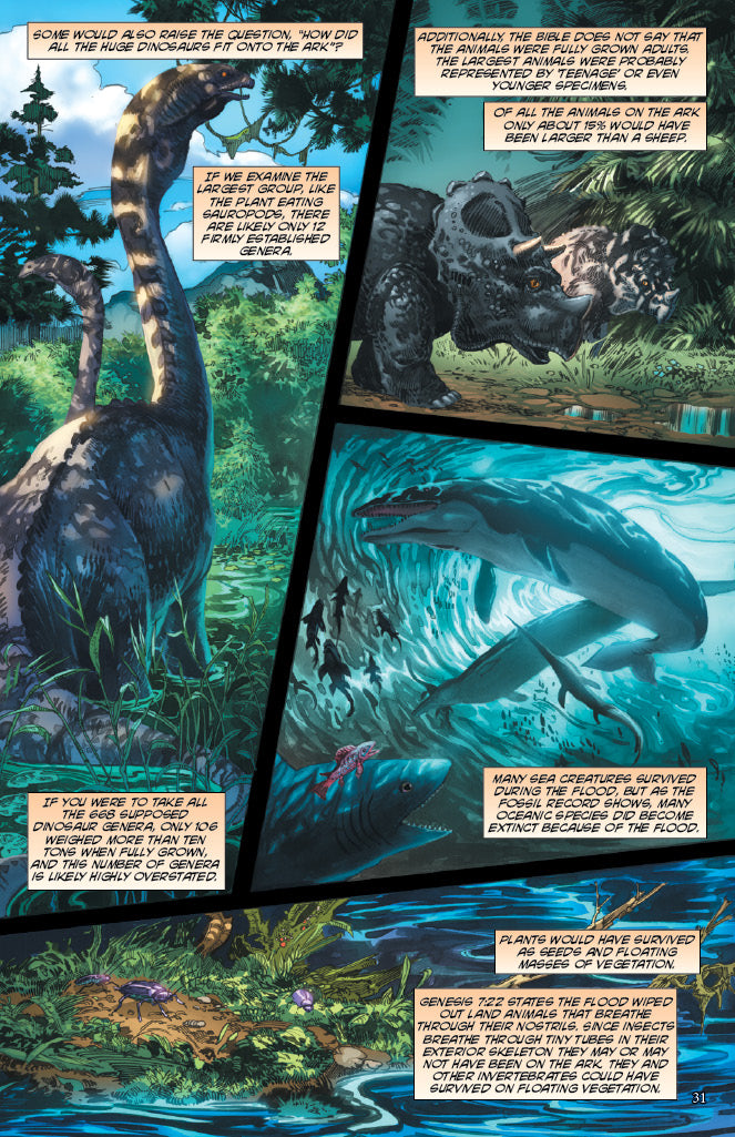 comic book panels about how did all the animals fit in the ark