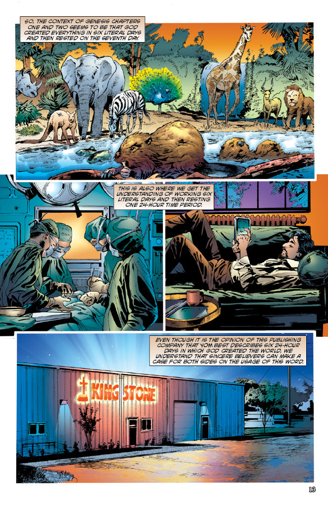 comic book page about literal six days of creation