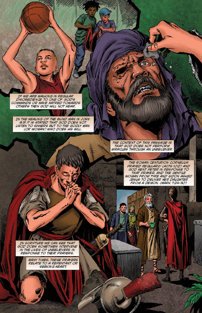 Comic book panel about prayer
