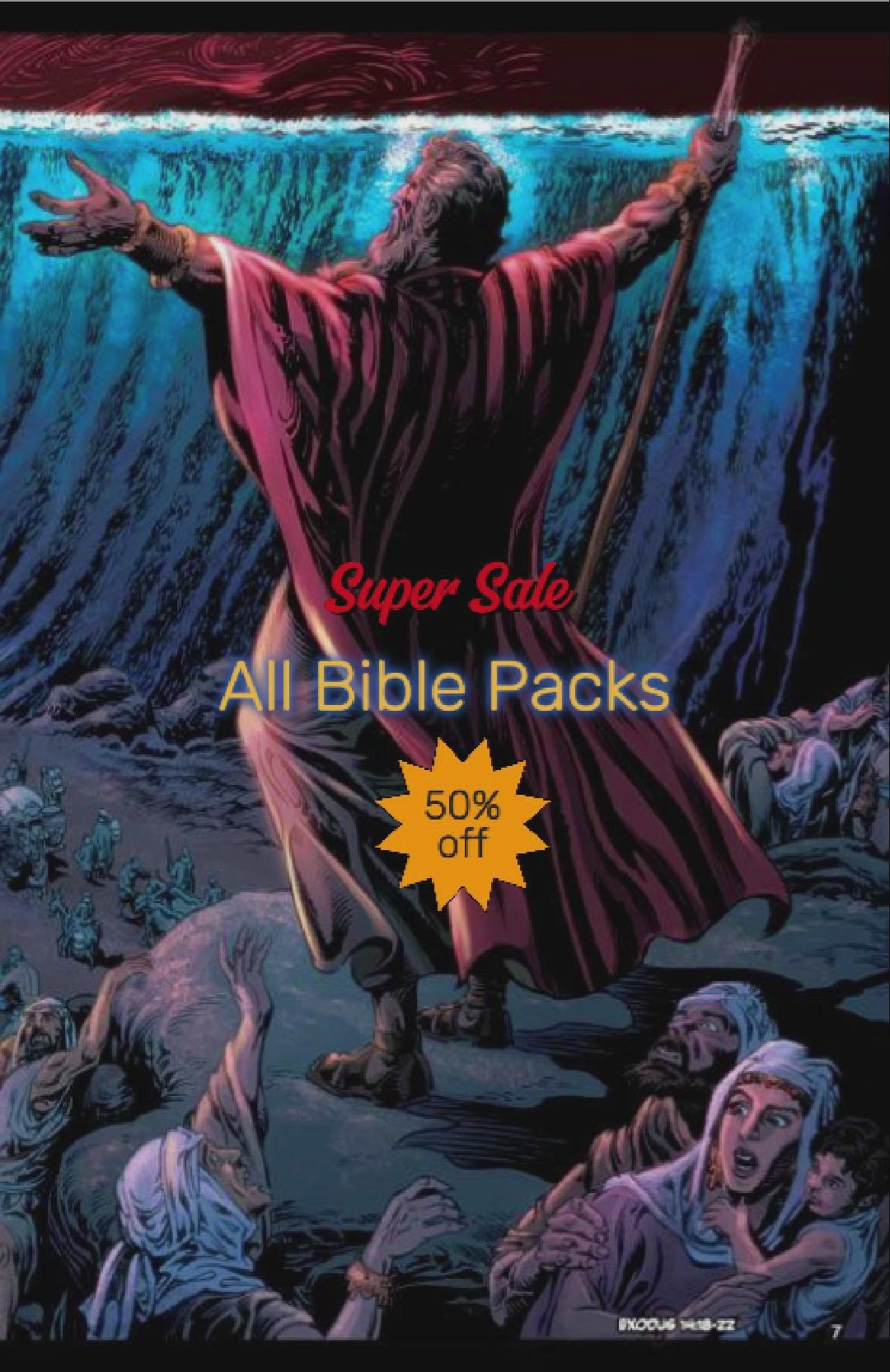 Video showing all the covers of the individual comics that make up the "All Bible Packs" set that is for sale.